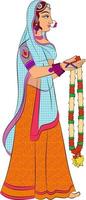 Lord's Gopika, Sevika, or lady servants have drawn in Indian folk art, Kalamkari style. for textile printing, logo, wallpaper vector