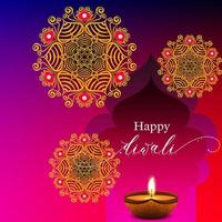 Artistic Typography greetings text Shubh Deepawali Happy Diwali in Hindi for the Indian festival of lights. vector