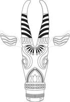 kala thala or bull paper mache mask. Kerala. south India It can be used for a coloring book, textile fabric prints, phone case, greeting card. logo, calendar. In Kalamkari Madhubani style vector