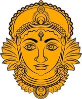 Indian God any goddesses, paper mache mask. It can be used for a coloring book, textile fabric prints, phone case, greeting card. logo, calendar. In Kalamkari Madhubani style vector