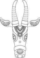 kala thala or bull paper mache mask. Kerala. south India It can be used for a coloring book, textile fabric prints, phone case, greeting card. logo, calendar. In Kalamkari Madhubani style vector