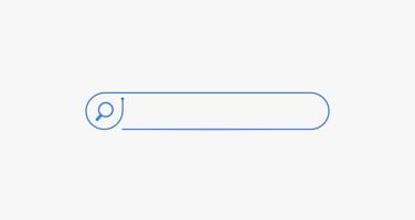 Search bar. Horizontal linear border with text input field, magnifying glass icon in frame. Simple flat searching button design for seo, networking technology, web ui, internet navigation, web browser vector