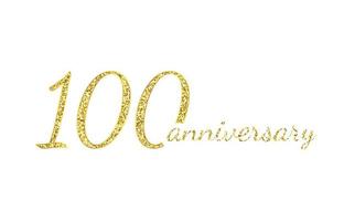 100 anniversary logo concept. 100th years birthday icon. Isolated golden numbers on white background. Vector illustration. EPS10.