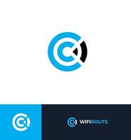 Wi-Fi flat style vector logo concept. Wireless signal isolated icon. Wifi abstract zone symbol. Letter C