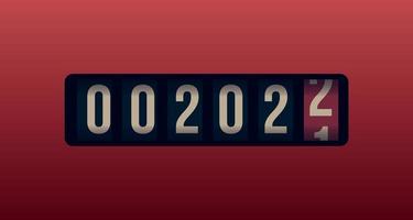 Feliz año nuevo 2022 números en la pantalla del contador analógico, ilustración de vector de cartel creativo de diseño de estilo retro