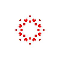 Abstract love logo. Circle of hearts. Frame for love photo. Happy family symbol. Vector isolated emblem template on white background.