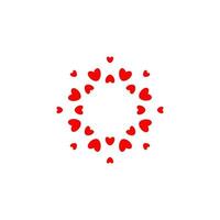 Abstract love logo. Circle of hearts. Frame for love photo. Happy family symbol. Vector isolated emblem template on white background.