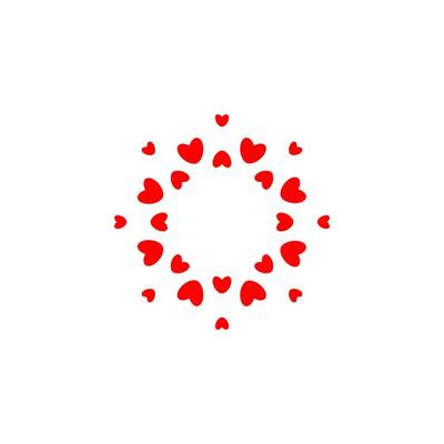 Abstract love logo. Circle of hearts. Frame for love photo. Happy family symbol. Vector isolated emblem template on white background.