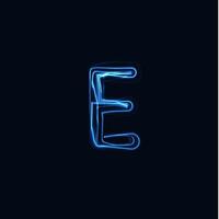 Lightning Realistic letter E, bright gloving logo, electric energy glow style symbol, blue tesla plasma type sign. Thunderbolt vector illustration, typography design