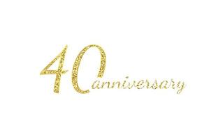 Concepto de logo de 40 aniversario. Icono de cumpleaños de 40 años. números de oro aislados sobre fondo negro. ilustración vectorial. Eps10. vector