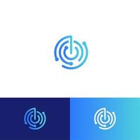 Sonar or radar vector logo concept. Business scanner or indicator isolated icon. Round blue linear logotype for tracked and reported technology service, business security app