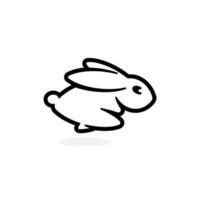 Leveret emblem template. Running Rabbit icon. Simple black outline Hare silhouette logo template. Modern concept design. Isolated Bunny vector illustration on white background.