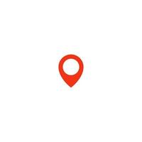 Location pin icon. Red taxi pointer. Simple flat point template. Infographic design element for navigation app, place on map mark. Isolated vector illustration on white background.