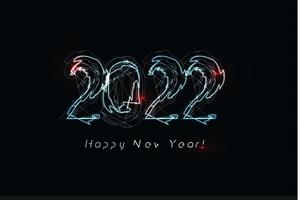 Happy New Year 2022 numbers Realistic blue lightning on black background for brochure, greeting card or calendar cover design template Vector illustration.