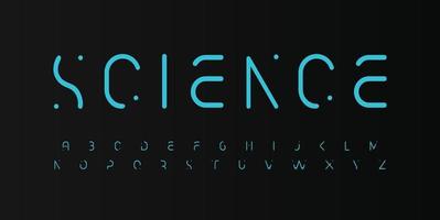 Science font melt alphabet smooth letters. Modern science logo typography. Futuristic display typographic design. Abstract crop letter set for scifi, gui, hud. Isolated vector typeset