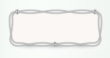 Marine vector Poster background concept. Horizontal banner template design with nautical rope outline and anchor emblem. Frame design template for marketing, media, advertising, card and presentation