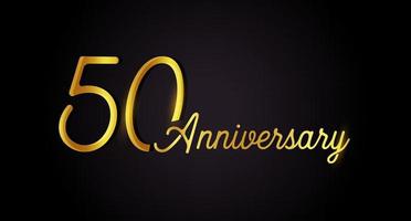 50 anniversary logo concept. 50th years birthday icon. Isolated golden numbers on black background. Vector illustration. EPS10.