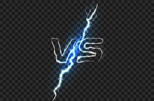 Versus VS logo. Battle headline template. Sparkling lightning design. Isolated vector illustration on black background.