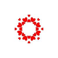 Abstract love logo. Circle of hearts. Frame for love photo. Happy family symbol. Vector isolated emblem template on white background.
