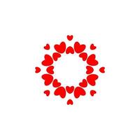 Abstract love logo. Circle of hearts. Frame for love photo. Happy family symbol. Vector isolated emblem template on white background.