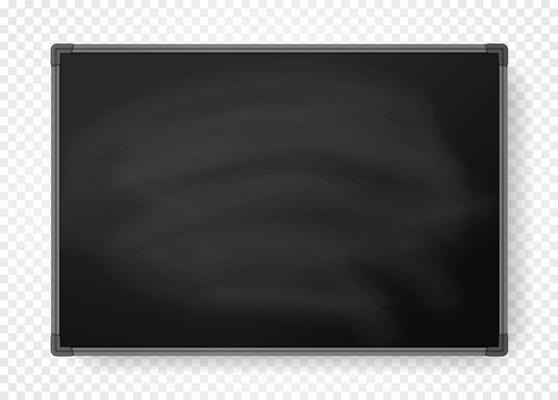 Horizontal Black Chalkboard with border, background for education and business.