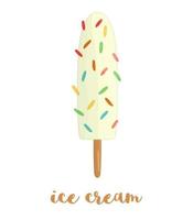 Vector illustration of colorful ice-cream. Sweet summer dessert. Drawing of ice isolated on white background.