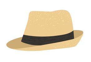 Vector flat illustration of a man retro summer hat. Bright cap icon. Vintage head outfit object isolated on white background. Clothes infographic element.