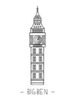 ilustración vectorial de lugares de interés de londres. símbolo de la ciudad de Londres aislado sobre fondo blanco. big ben en estilo de arte lineal vector