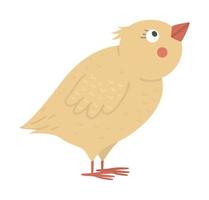 Vector funny chick isolated on white background. Spring, Easter or farm funny illustration. Cute bird icon