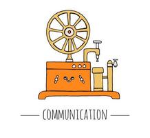 Vector vintage telegraph. Retro illustration of radio receiver. Old means of communication