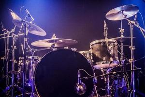 Drumkit on empty stage waiting for musicians photo