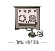 Vector vintage telegraph. Retro illustration of radio receiver. Old means of communication