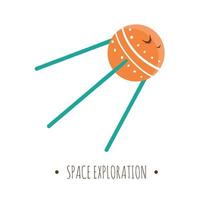 Ilustración de sonda vectorial para niños. imagen plana brillante y linda de técnicas sonrientes aisladas sobre fondo blanco. concepto de exploración espacial. vector