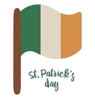 Vector flat funny Flag of Ireland. Cute St. Patrick Day illustration. National Irish holiday icon isolated on white background.