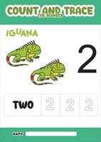 number trace and color iguana number 2 vector