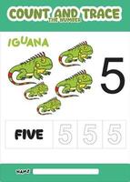 number trace and color iguana number 5 vector