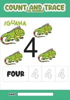 number trace and color iguana number 4 vector