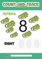 number trace and color iguana number 8 vector