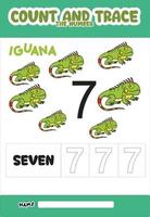 number trace and color iguana number 7 vector