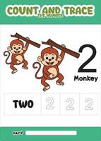 number trace and color monkey number 2 vector