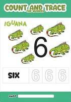 number trace and color iguana number 6 vector