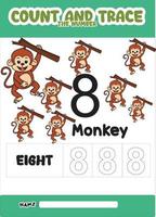 number trace and color monkey number 8 vector