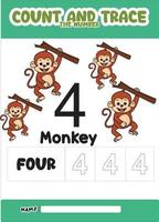 number trace and color monkey number 4 vector