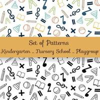 Set of vector seamless patterns for children. Repeating background for schools, nursery, kindergarten, playgroup