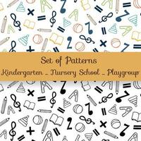 Set of vector seamless patterns for children. Repeating background for schools, nursery, kindergarten, playgroup