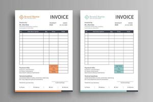 Set of two color invoice template vector
