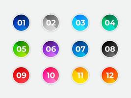 circular number bullet point from one to twelve vector