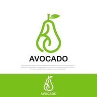 Avocado design vector logo, healthy vegan food, icon in line style, K word sign