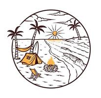 camping on a beautiful beach vector illustration