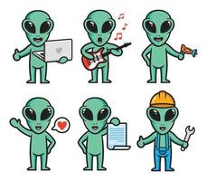 conjunto de diseño de personajes alienígenas vector